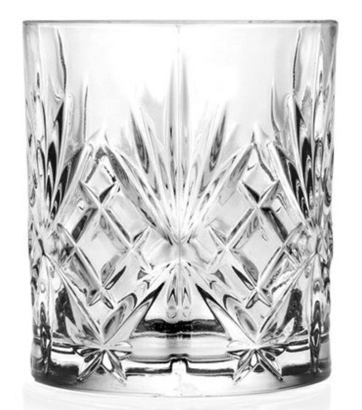 Sechs transparente Schnapsgläser aus Glas der Serie Melodia von RCR, zylindrische Form, Ø5.2 cm, Höhe 6 cm, Fassungsvermögen 8 cl.
