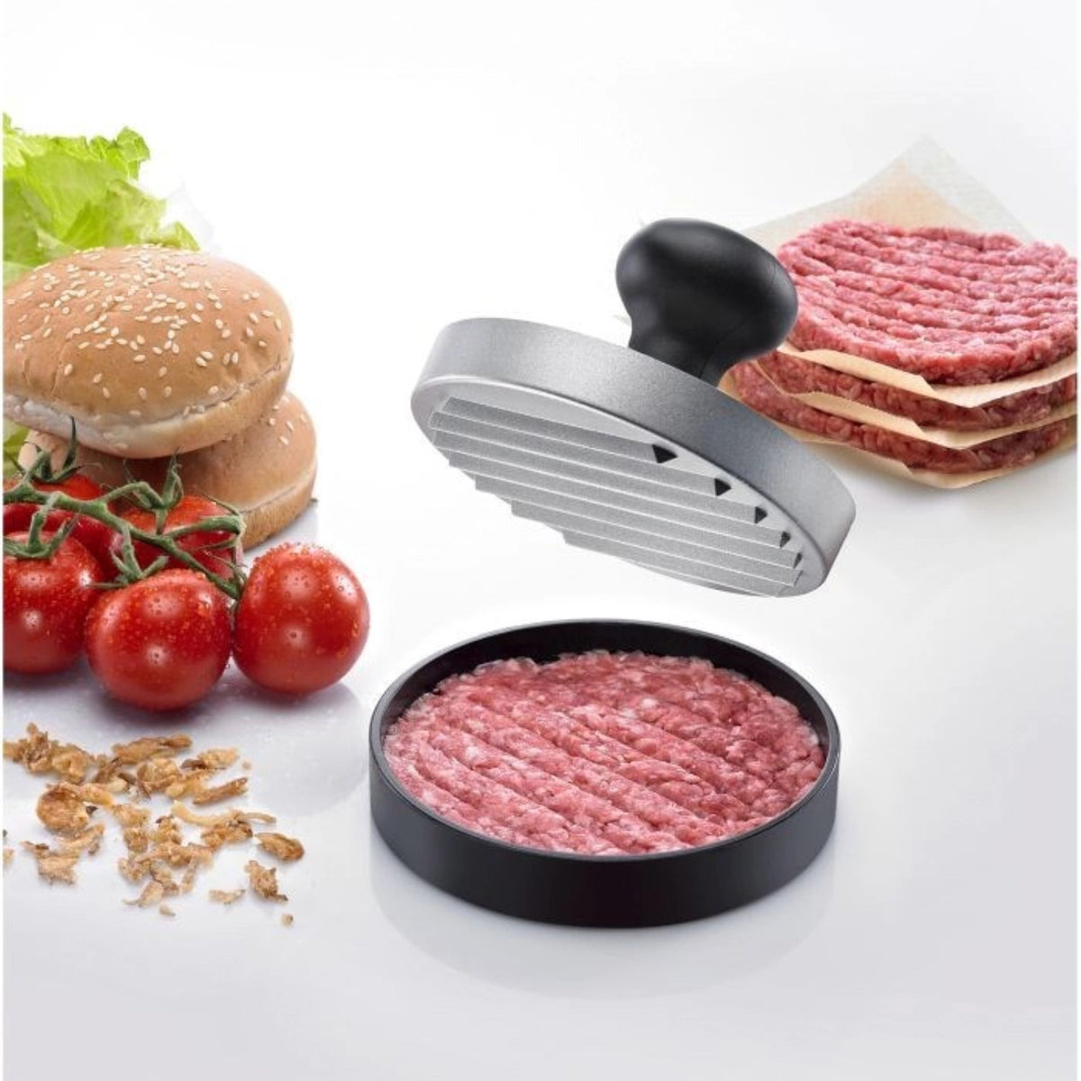 Hamburgermaker Uno, D11cm in Grau präsentiert im Onlineshop von KAQTU Design AG. Küchenhelfer ist von Westmark