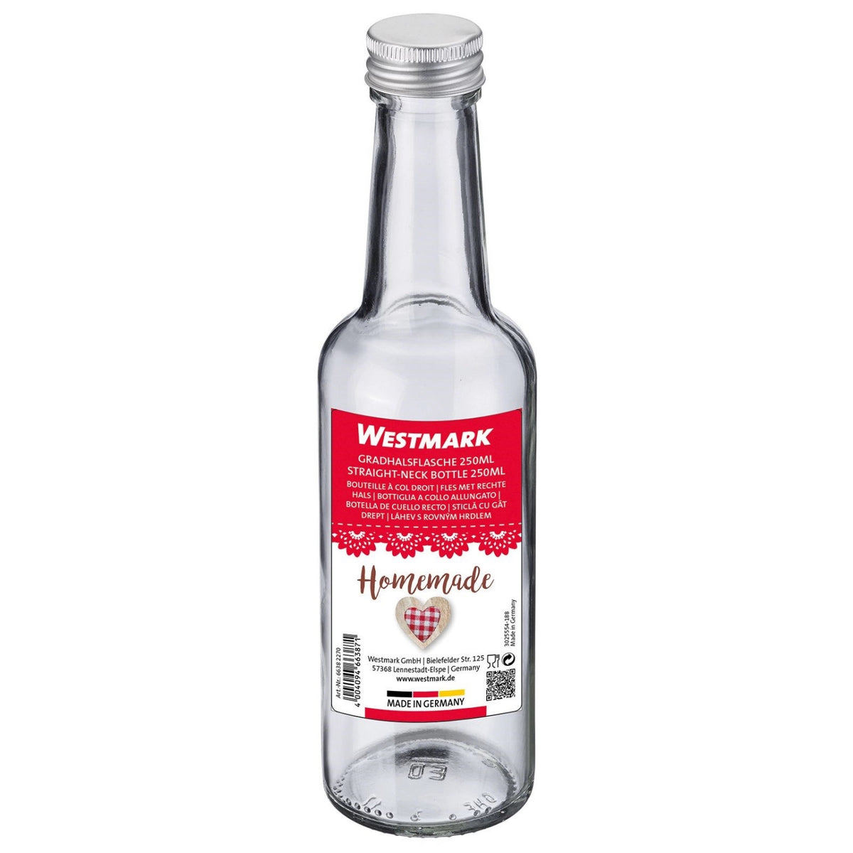 Gradhalsflasche 250ml, m. 28 mm Schraubdeckel in Transparent präsentiert im Onlineshop von KAQTU Design AG. Aufbewahrungsbehälter ist von Westmark