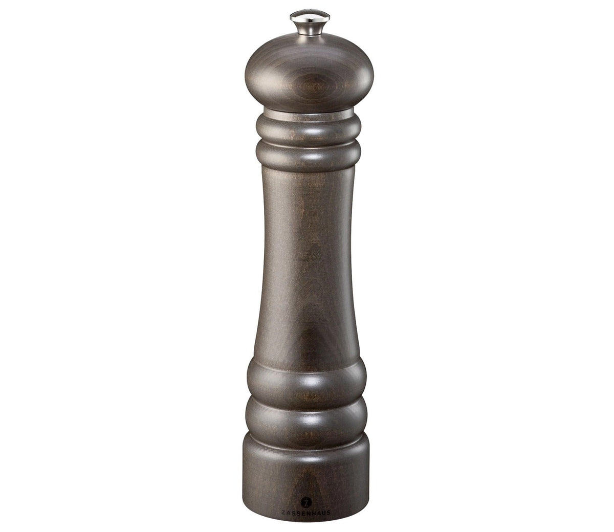 Pfeffermühle Berlin von Amefa, 24 cm hoch, dunkel gebeiztes Holz in Braun, zylindrische Form mit Mahlwerk.