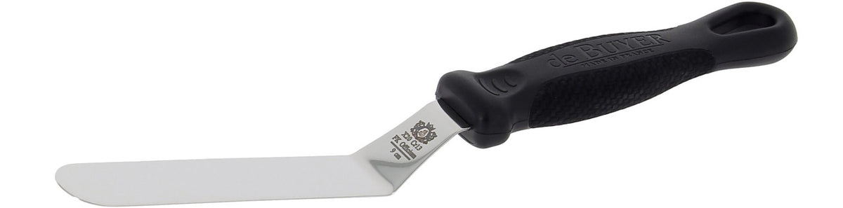 Mini Kuchenspachtel abgewinkelt 9cm in Silber präsentiert im Onlineshop von KAQTU Design AG. Backutensilien ist von de Buyer