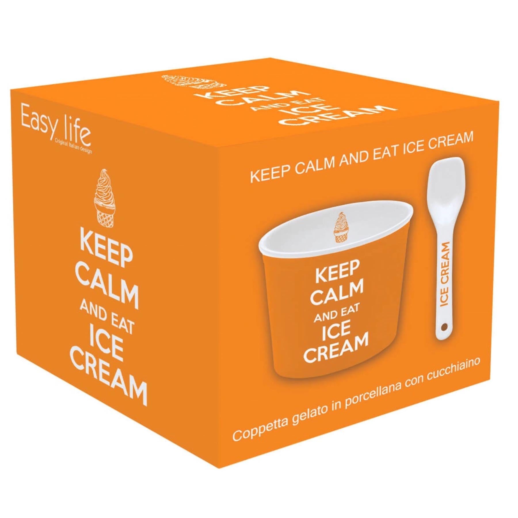Stylischer orangefarbener Porzellan Eisbecher mit einem Durchmesser von 8,5 cm, ideal für Glace und Desserts, von Easy Life.