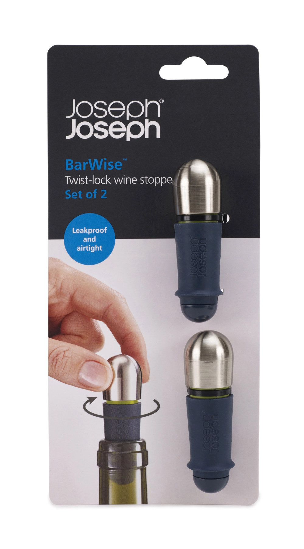 BarWise Weinstopper, 7.7x2.4x2.4 cm in Silber präsentiert im Onlineshop von KAQTU Design AG. Barzubehör ist von Joseph Joseph
