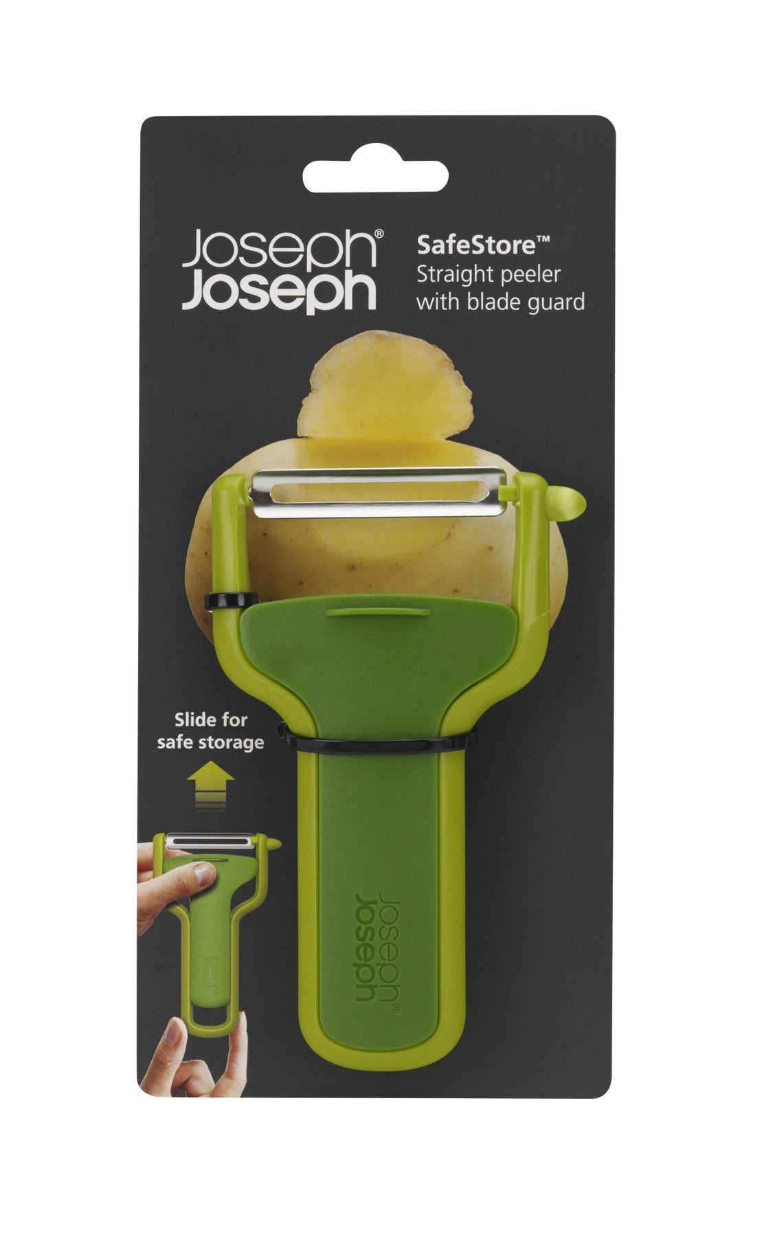 SafeStore gerader Schäler mit Klingenschutz in Grün präsentiert im Onlineshop von KAQTU Design AG. Schäler ist von Joseph Joseph