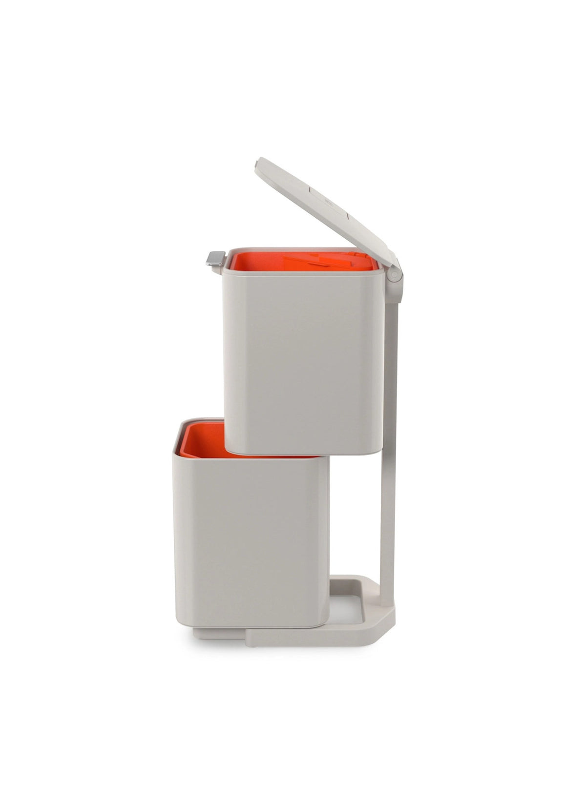 Totem Compact 40L mit Seperationen, stone in Silber präsentiert im Onlineshop von KAQTU Design AG. Mülleimer ist von Joseph Joseph
