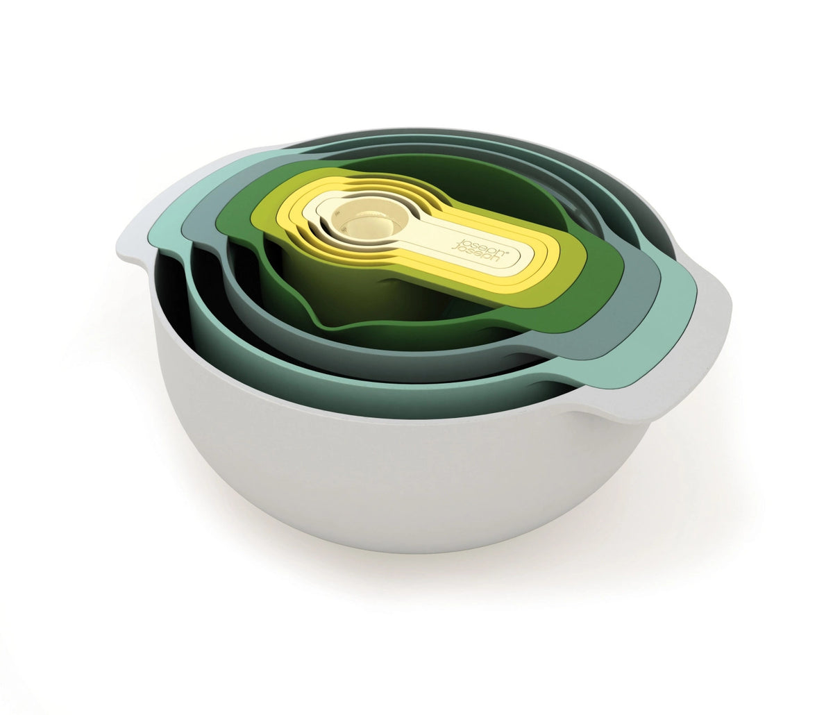 Nest 9 Plus Opal Schüssel- Messlöffelset 9-tlg. in Mehrfarbig präsentiert im Onlineshop von KAQTU Design AG. Küchenhelfer ist von Joseph Joseph