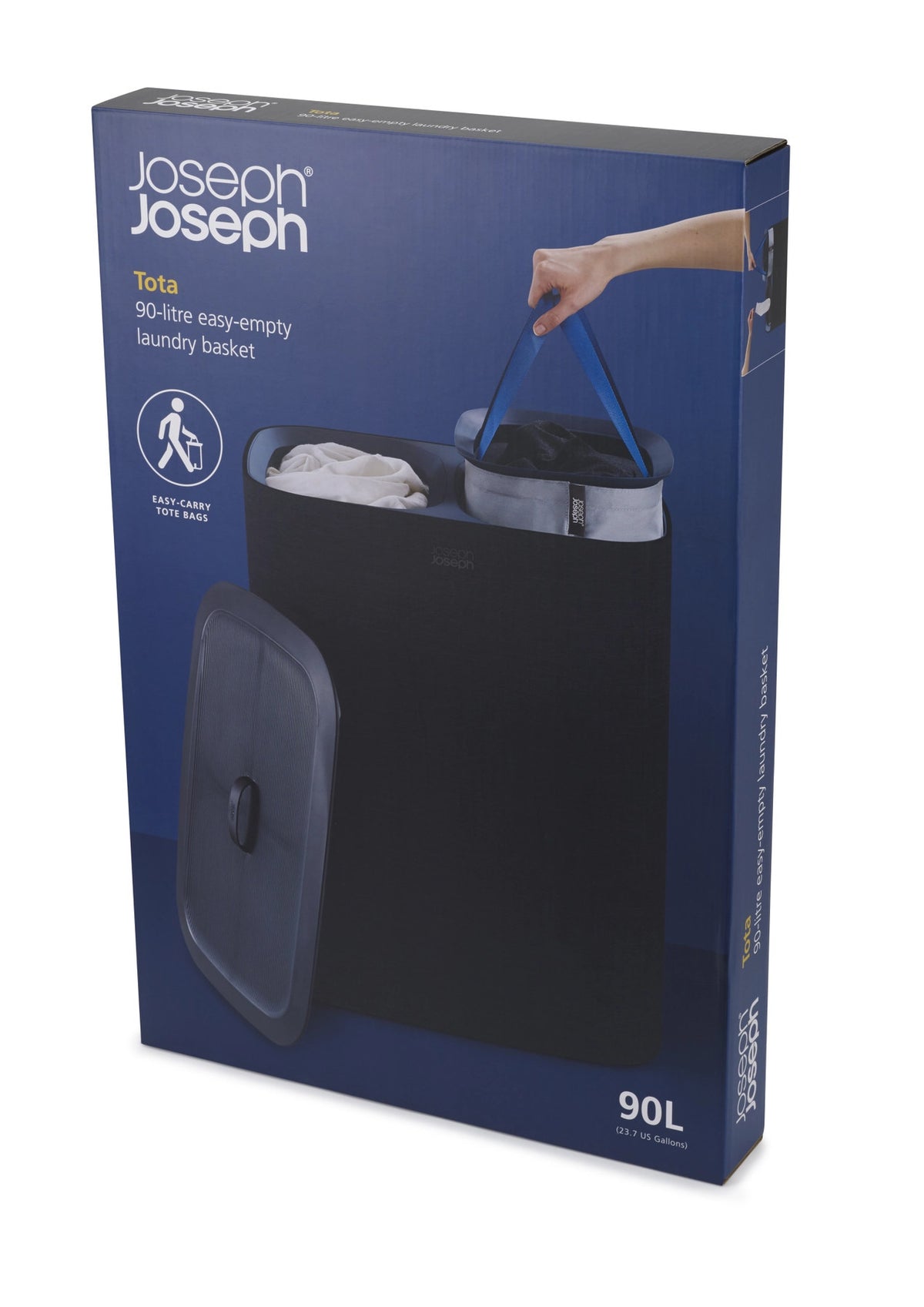 Tota 90-Liter-Wäschetrennkorb – Schwarz in Schwarz präsentiert im Onlineshop von KAQTU Design AG. Wäschekorb ist von Joseph Joseph