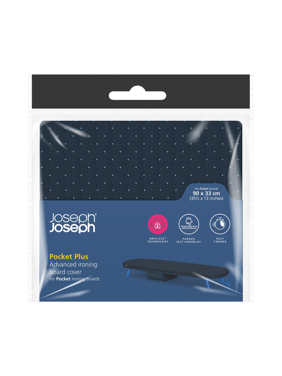 Pocket Plus Bügelbrettbezug 90x33cm, schwarz blau in Blau präsentiert im Onlineshop von KAQTU Design AG. Kleiderbügler ist von Joseph Joseph