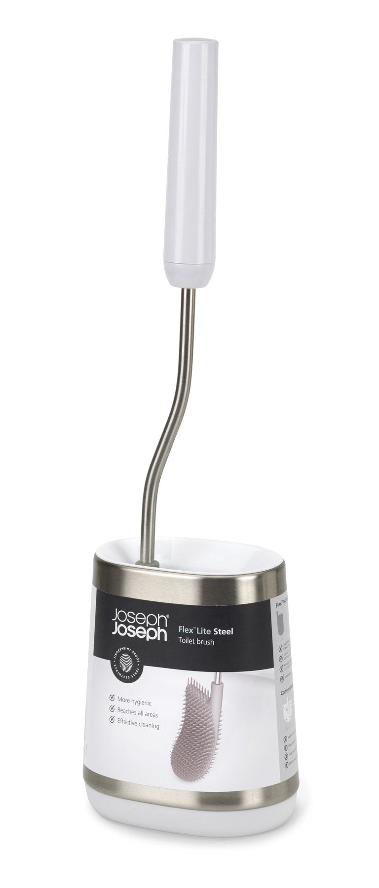 Flex Lite Edelstahl-WC-Bürste in Silber präsentiert im Onlineshop von KAQTU Design AG. Toilettenartikel ist von Joseph Joseph