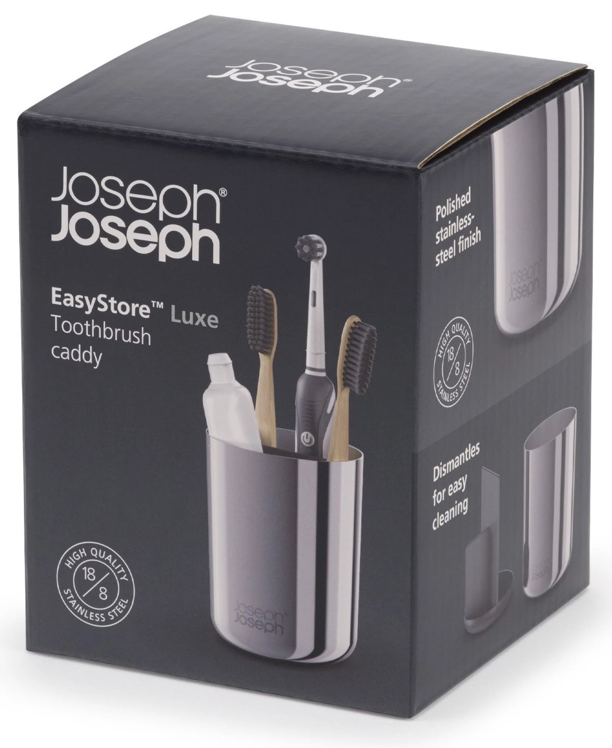 EasyStore Luxe Zahnbürstenhalter Edelstahl in Grau präsentiert im Onlineshop von KAQTU Design AG. Zahnputz ist von Joseph Joseph