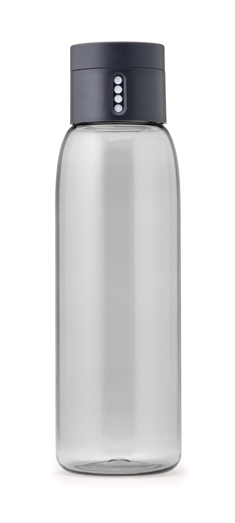 Dot Trinkflasche, transp. grau, 600 ml in Silber präsentiert im Onlineshop von KAQTU Design AG. Aufbewahrungsbehälter ist von Joseph Joseph