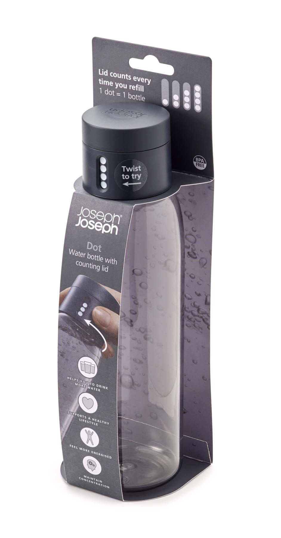 Elegante Dot Trinkflasche in transparentem Grau, 600 ml, perfekt für aktive Lebensstile und umweltbewusste Nutzung.