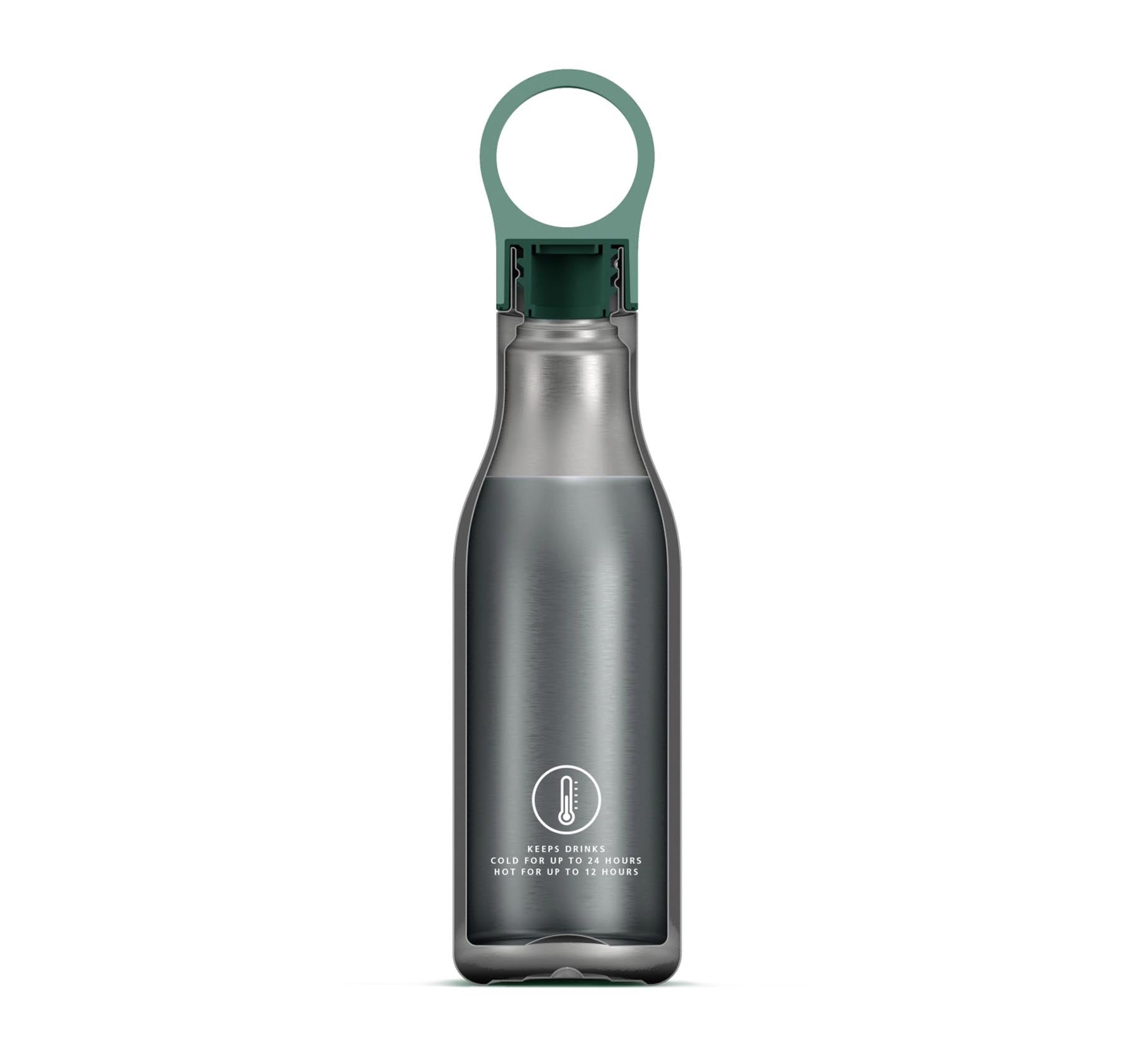 Moderne 500ml Loop Wasserflasche in grün von Joseph Joseph, perfekt für nachhaltige Hydration und unterwegs. Praktisches Design für jeden Tag.