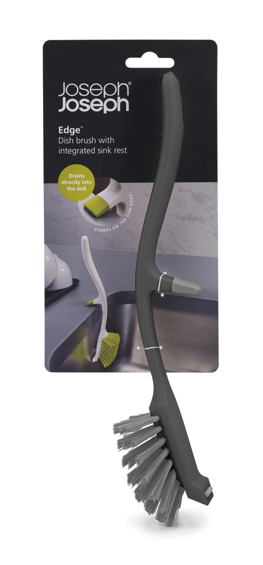 Edge Dish Reinigungsbürste grau in Silber präsentiert im Onlineshop von KAQTU Design AG. Abwasch ist von Joseph Joseph