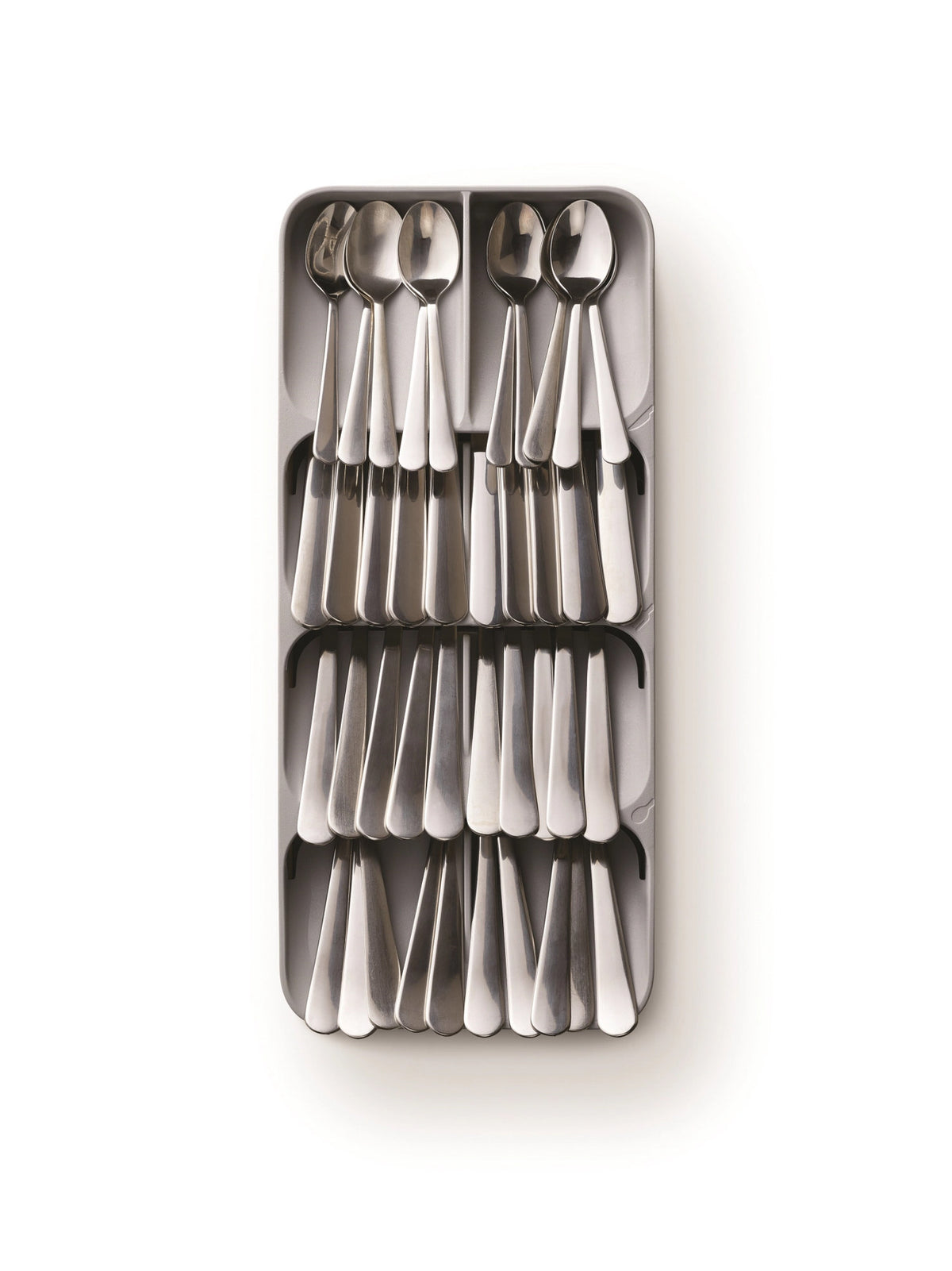 DrawerStore Großer, kompakter Besteckkasten - Grau in Silber präsentiert im Onlineshop von KAQTU Design AG. Küchenhelfer ist von Joseph Joseph