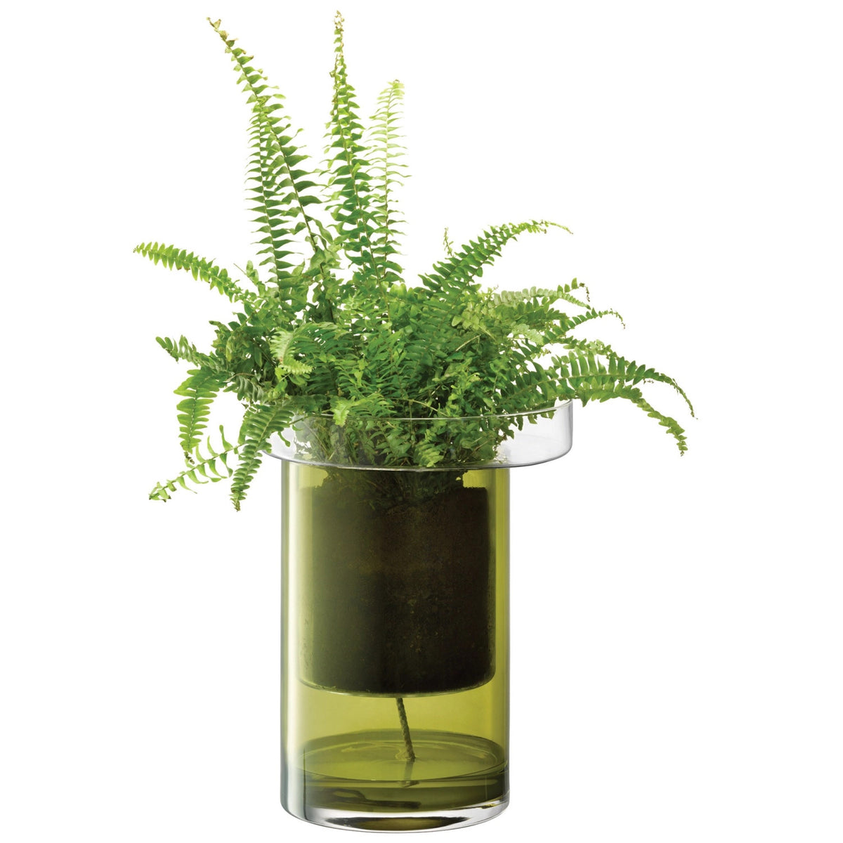 Pflanzentopf Balcony selbstwässernd H35 Ø26 cm klar/olivgrün in Grün präsentiert im Onlineshop von KAQTU Design AG. Vase ist von LSA