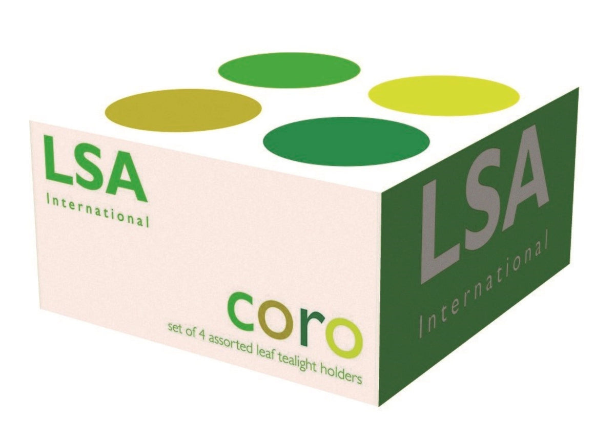 4er Set Coro Teelichthalter H6.5cm leaf assortiert in Grün präsentiert im Onlineshop von KAQTU Design AG. Teelichthalter ist von LSA