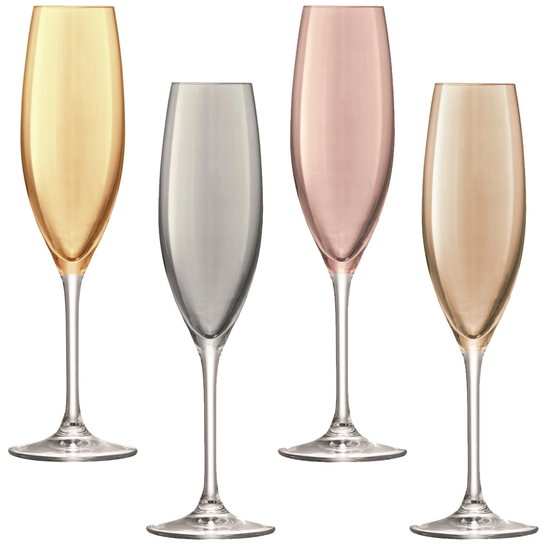4er Set Polka Sektkelch 225ml - metall assort. in Transparent präsentiert im Onlineshop von KAQTU Design AG. Glas ist von LSA