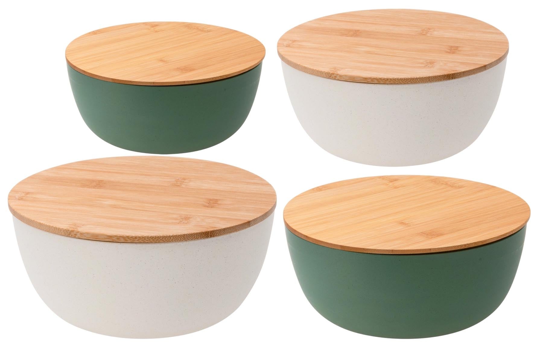 4-tlg. Set Salatschüsseln D14,19,23.5,28cm, cream, grün in Grün präsentiert im Onlineshop von KAQTU Design AG. Salatschüssel ist von Pebbly