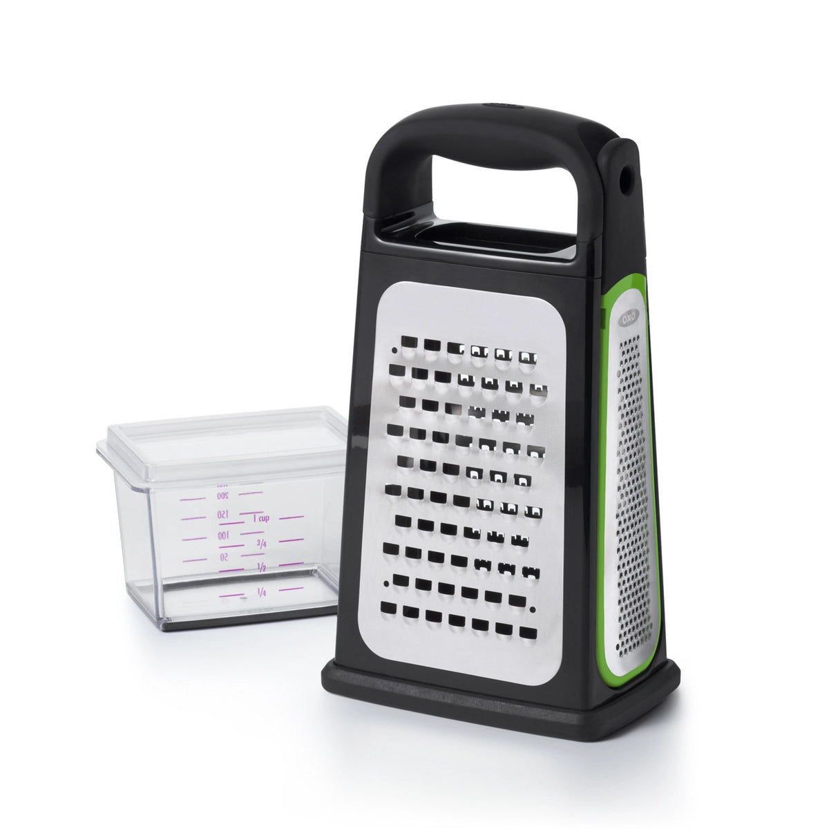 OXO Kastenreibe mit abnehmbarem Zestenreißer, geätzt in Schwarz präsentiert im Onlineshop von KAQTU Design AG. Küchenhelfer ist von OXO
