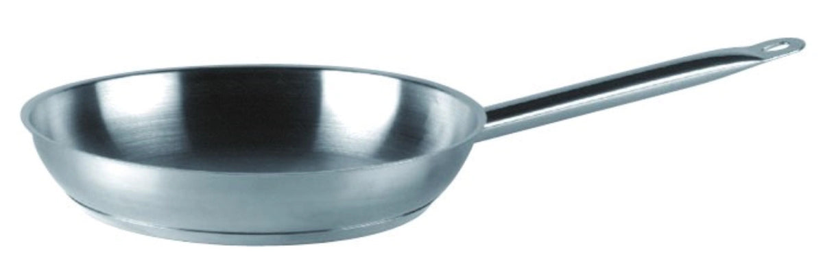 Silberfarbene Basic Bratpfanne von Piazza in runder, flacher Form