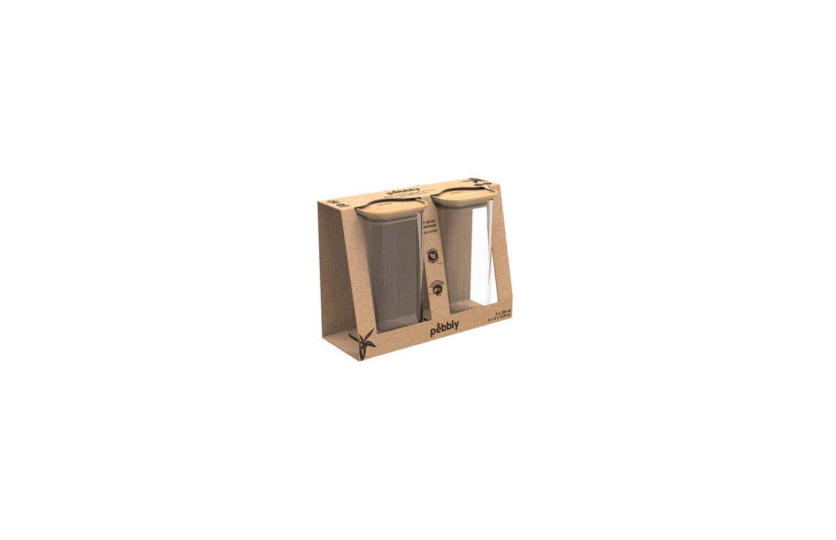 2er Set Pebbly Vorratsglas mit Bambusd. S 32cl in Transparent präsentiert im Onlineshop von KAQTU Design AG. Aufbewahrungsdose ist von Pebbly