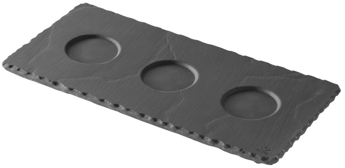 Tablett mit 3 Vertiefungen, Schiefer-Stil in Silber präsentiert im Onlineshop von KAQTU Design AG. Tablett ist von Revol