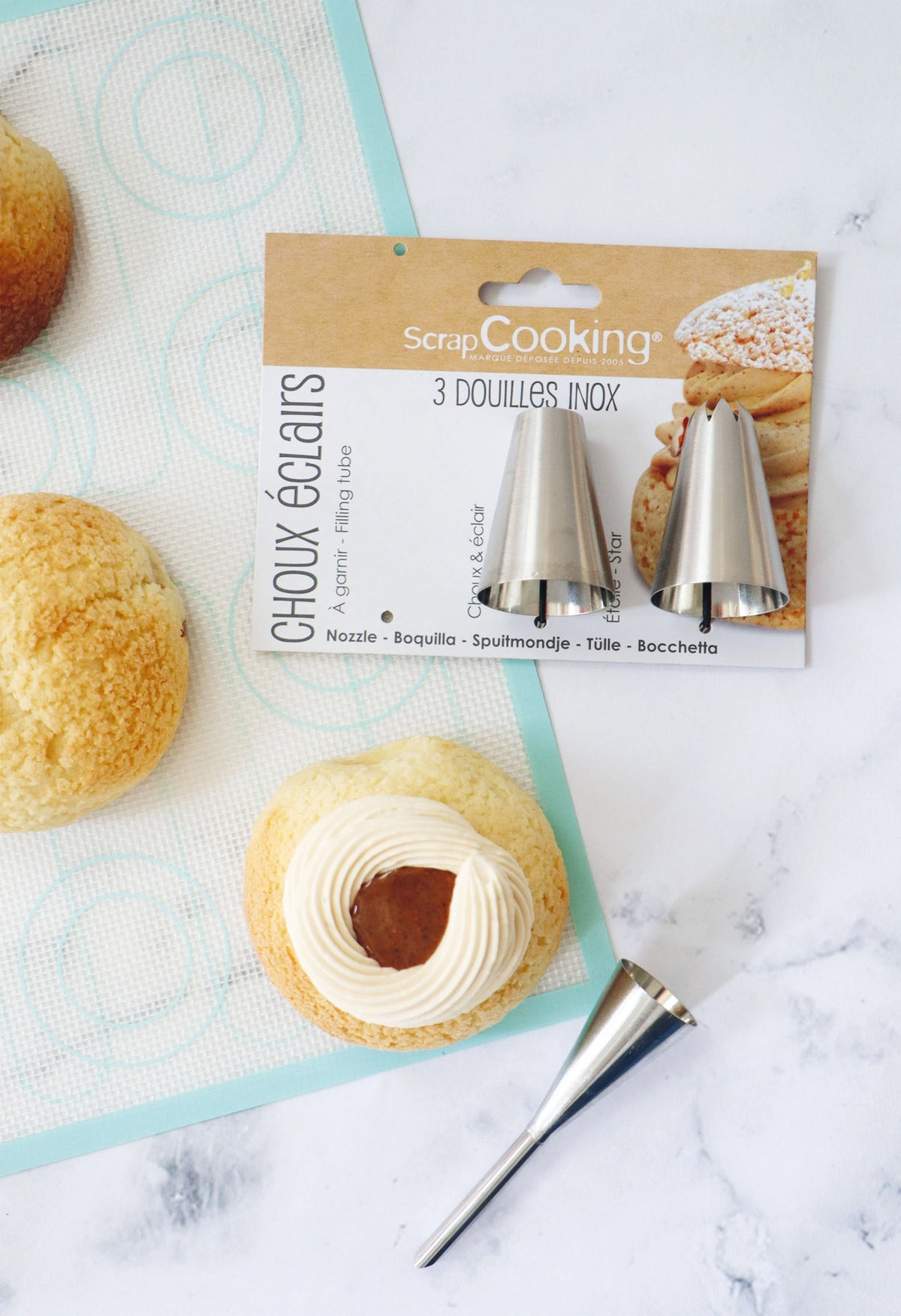3er Set Edelstahltüllen Éclairs in Silber präsentiert im Onlineshop von KAQTU Design AG. Backutensilien ist von Scrap Cooking