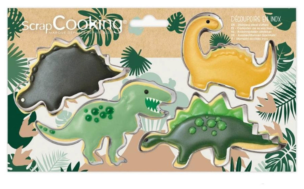 4-tlg. Set Ausstecher Dino in Grün präsentiert im Onlineshop von KAQTU Design AG. Ausstecher ist von Scrap Cooking
