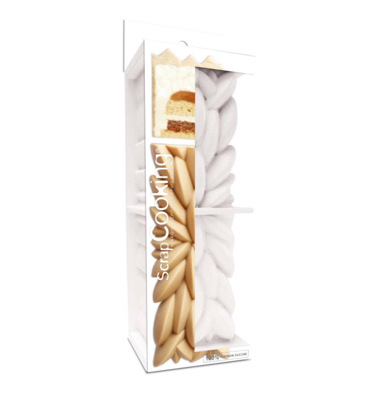 3D Silikonform Bûche L21cm in Weiss präsentiert im Onlineshop von KAQTU Design AG. Backform / Backblech ist von Scrap Cooking
