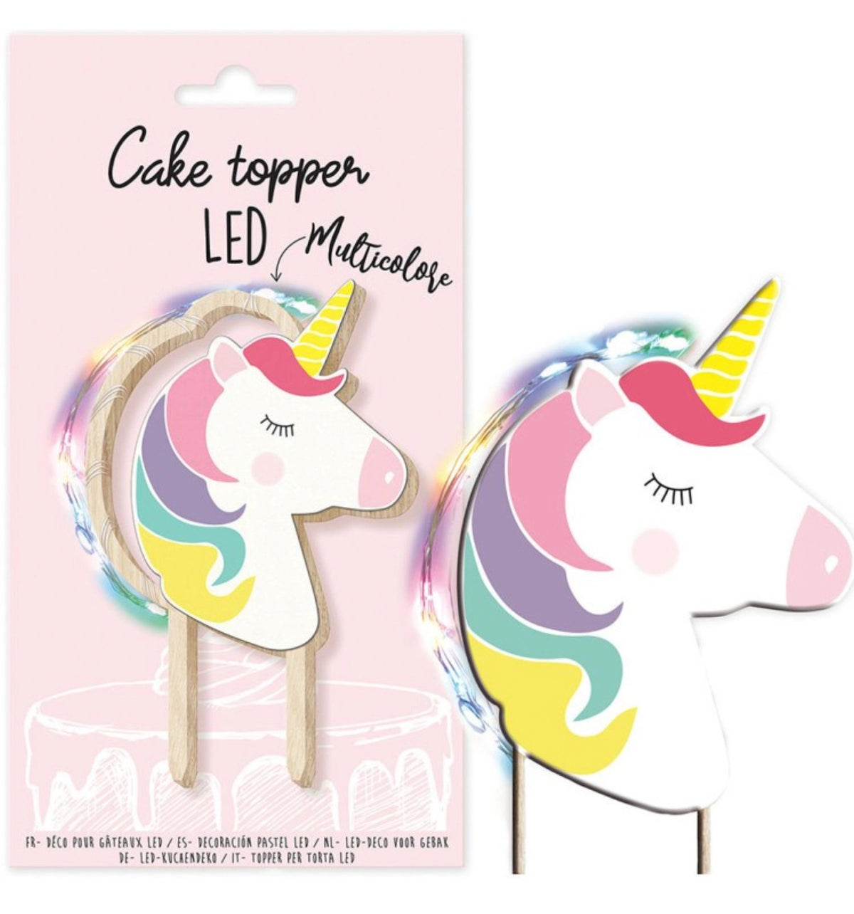 Cake Topper mit LED-Beleuchtung Einhorn in Mehrfarbig präsentiert im Onlineshop von KAQTU Design AG. Backutensilien ist von Scrap Cooking