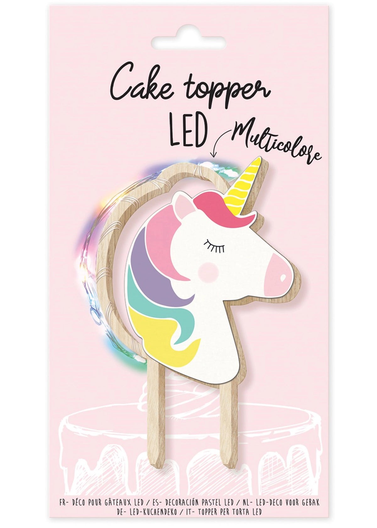 Cake Topper mit LED-Beleuchtung Einhorn in Mehrfarbig präsentiert im Onlineshop von KAQTU Design AG. Backutensilien ist von Scrap Cooking