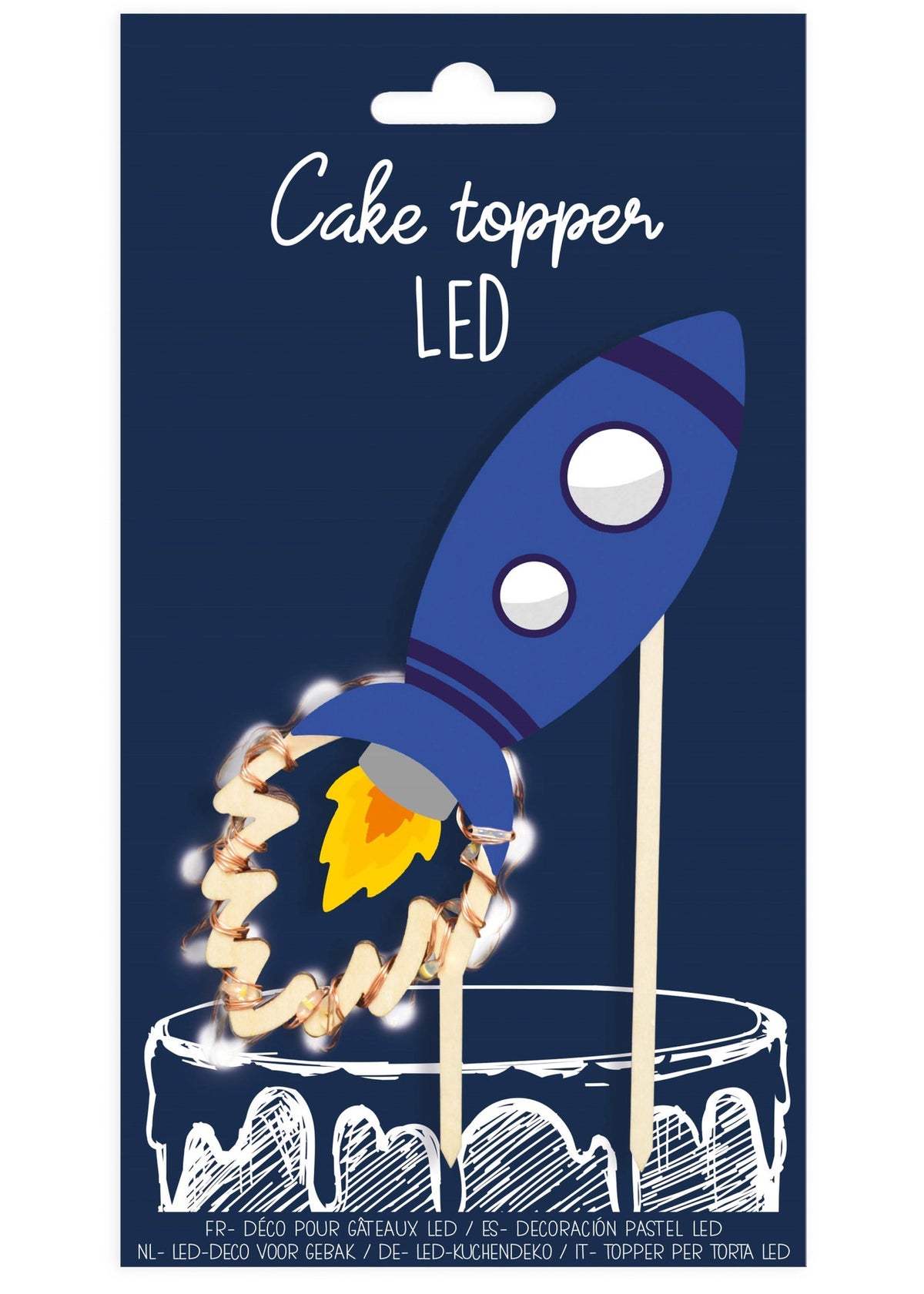 Cake Topper mit LED-Beleuchtung Weltall in Blau präsentiert im Onlineshop von KAQTU Design AG. Backutensilien ist von Scrap Cooking