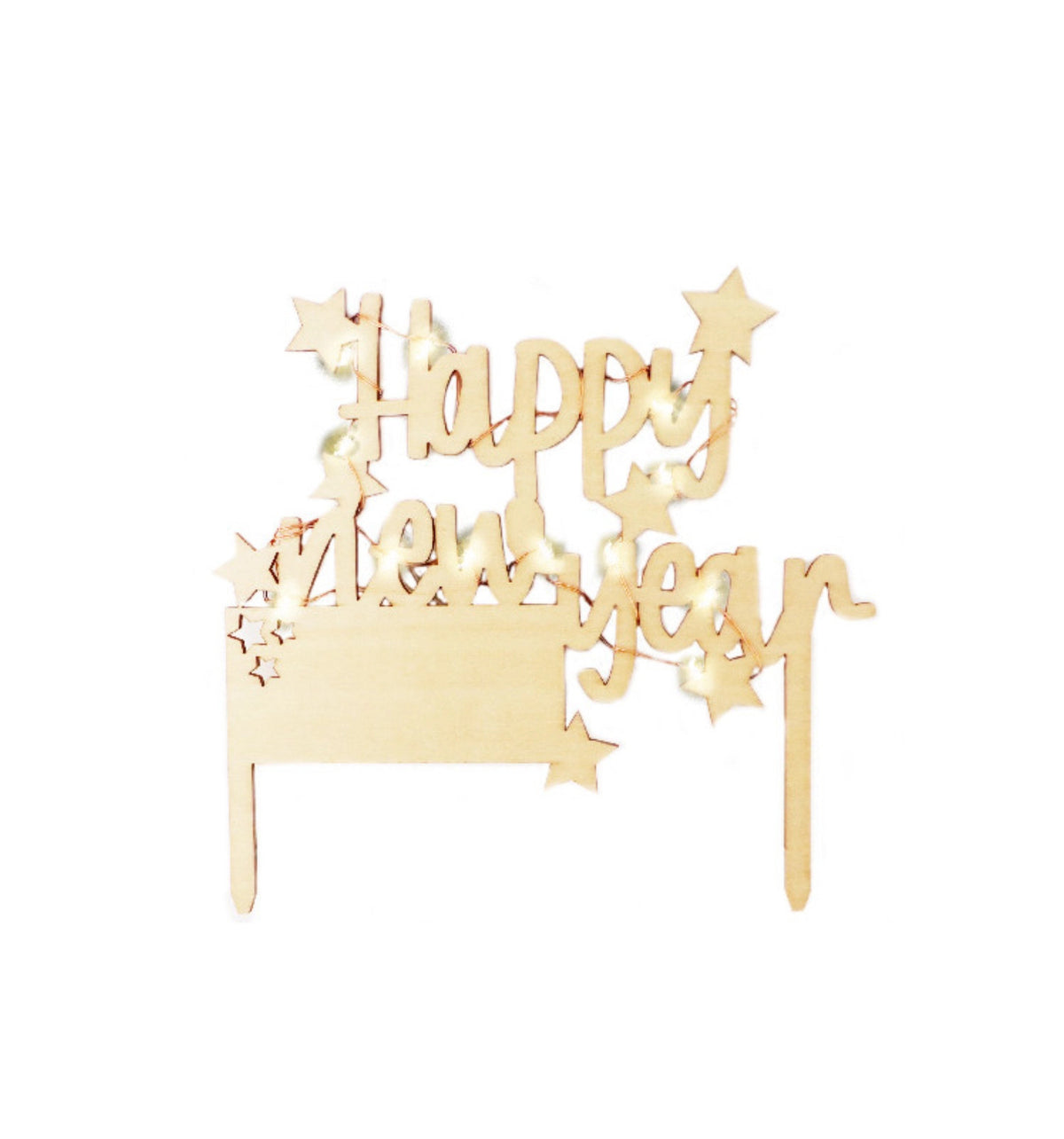Cake Topper mit LED-Beleuchtung Happy New Year in Braun präsentiert im Onlineshop von KAQTU Design AG. Backutensilien ist von Scrap Cooking