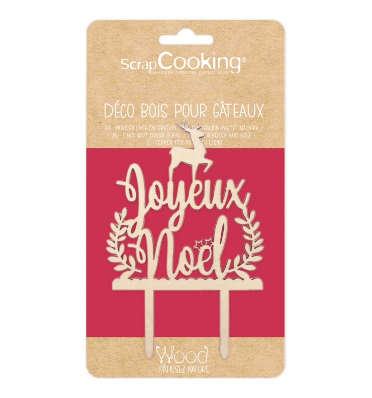 CaKe Topper aus Holz Joyeux Noël in Braun präsentiert im Onlineshop von KAQTU Design AG. Backutensilien ist von Scrap Cooking