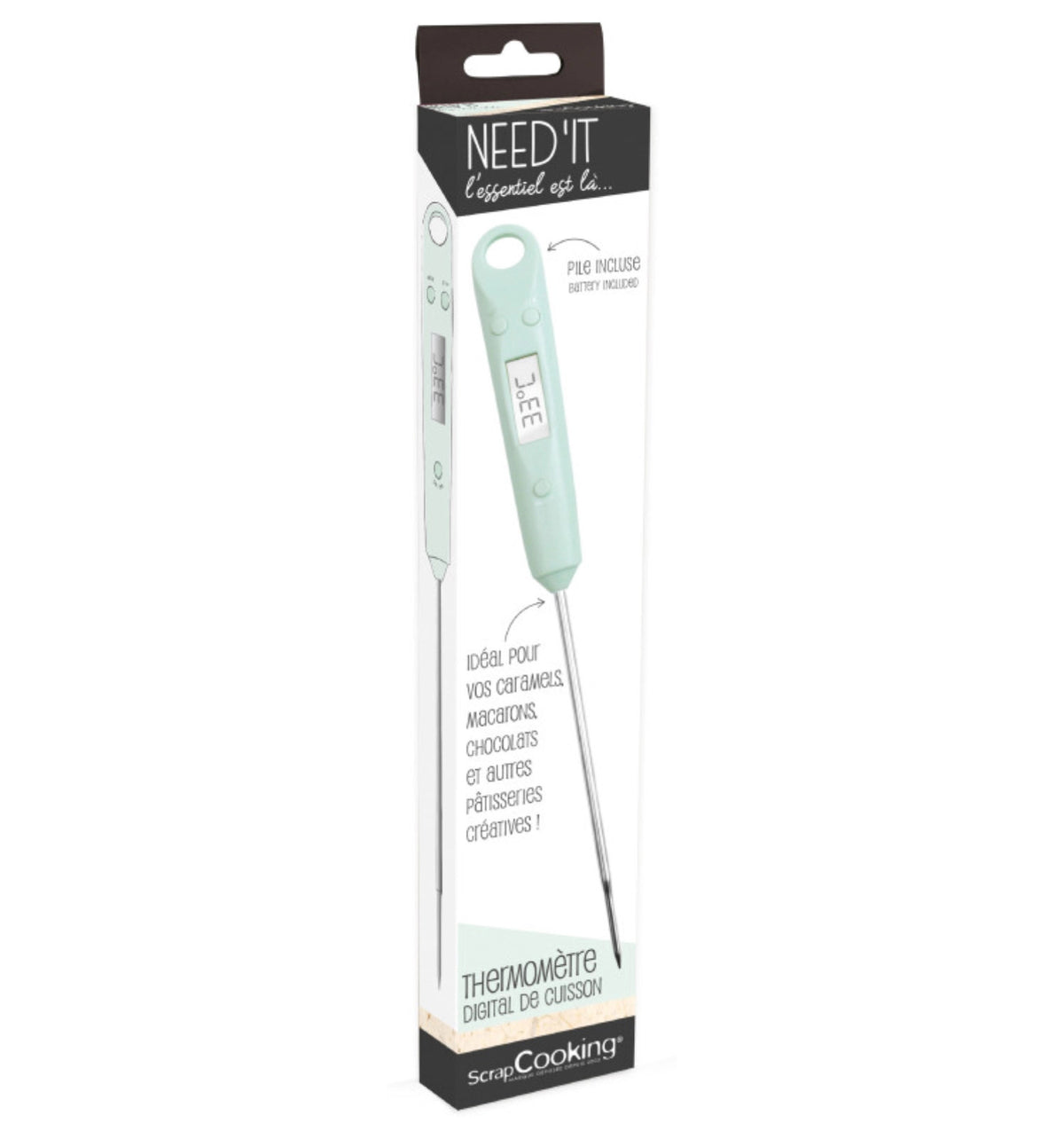 Lebensmittel Thermometer inkl. Batterie in Weiss präsentiert im Onlineshop von KAQTU Design AG. Backutensilien ist von Scrap Cooking