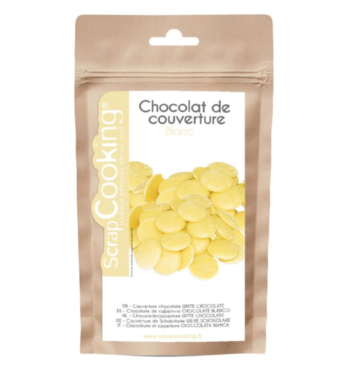 Schokoladenkuvertüre Blanc 190g in Weiss präsentiert im Onlineshop von KAQTU Design AG. Zutaten ist von Scrap Cooking