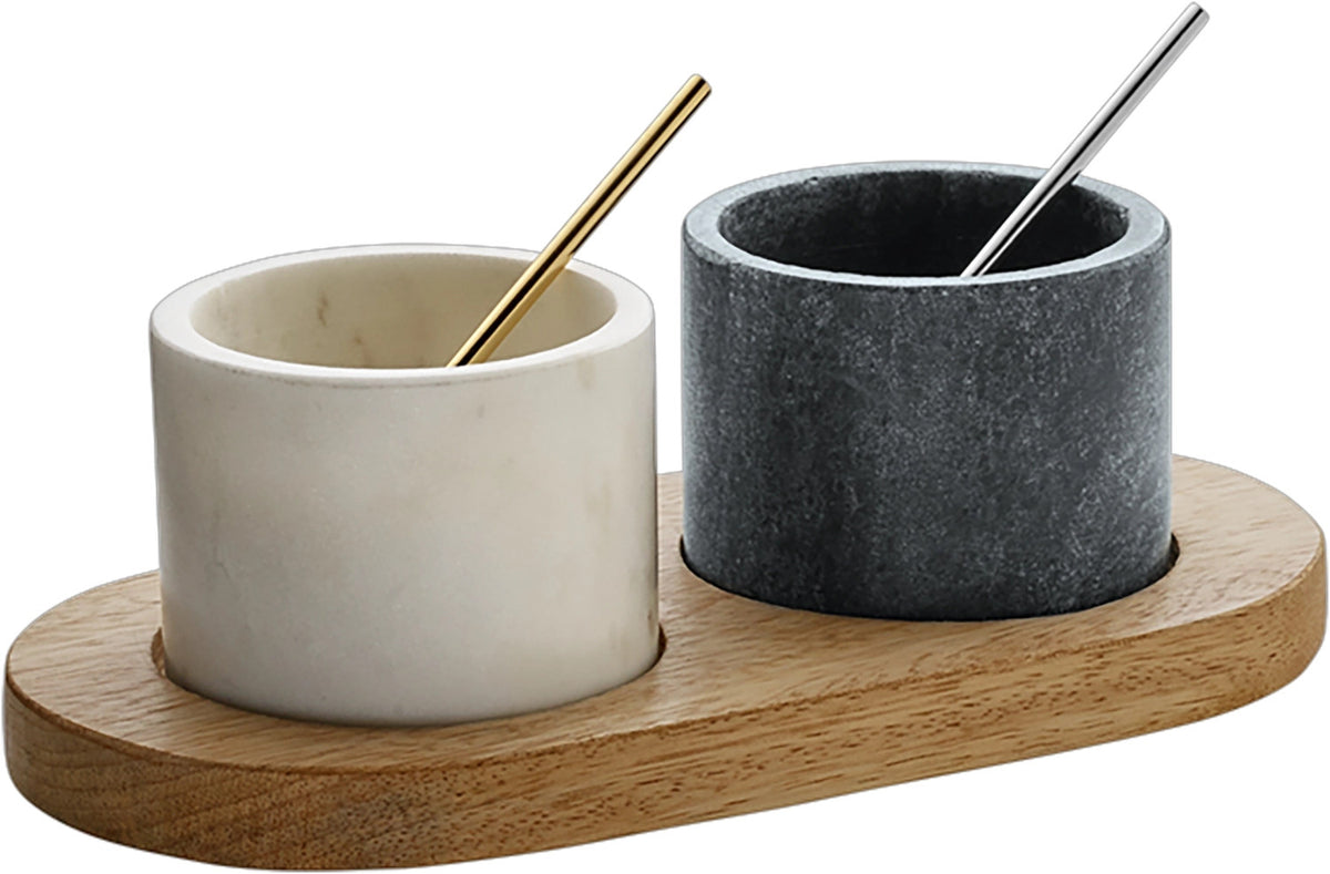 Playground Menage mit 2Marmorschälchen 2Löffeln 0.17lt H6cm in Braun präsentiert im Onlineshop von KAQTU Design AG. Küchenhelfer ist von Schönwald