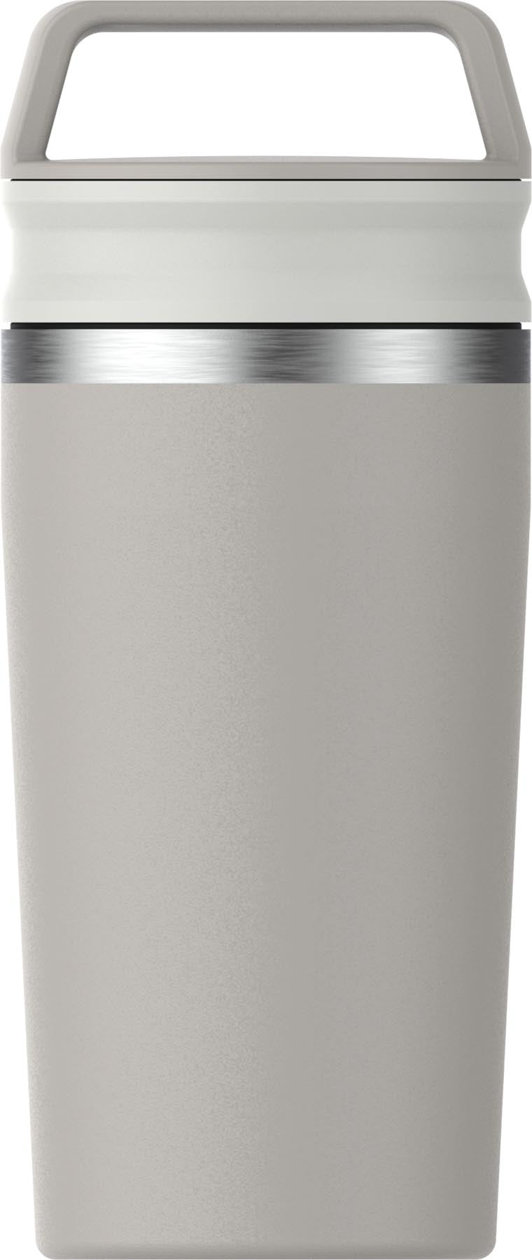 Praktischer und eleganter Stanley Café-To-Go Travel Mug 0.35l in modernem Ash-Grau, ideal für Kaffee und Tee unterwegs.
