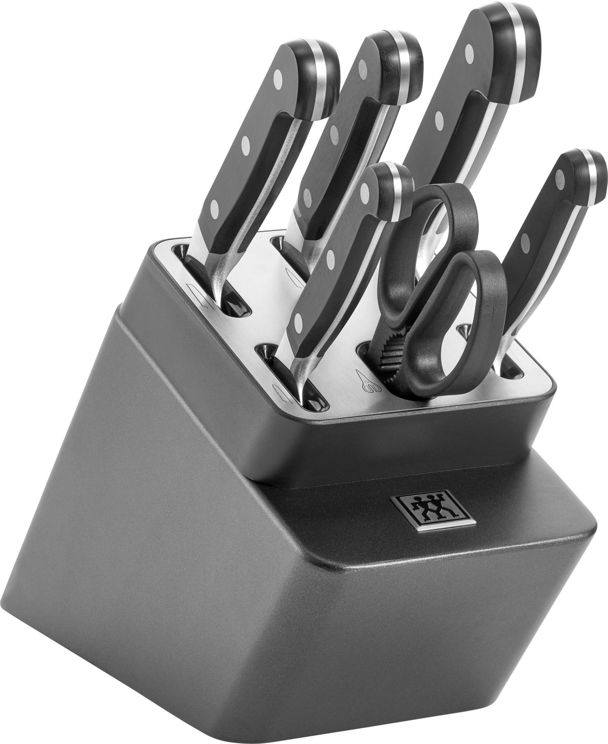 7tlg. Pro Selbstschärfender Messerblock in Grau präsentiert im Onlineshop von KAQTU Design AG. Messerblock ist von Zwilling