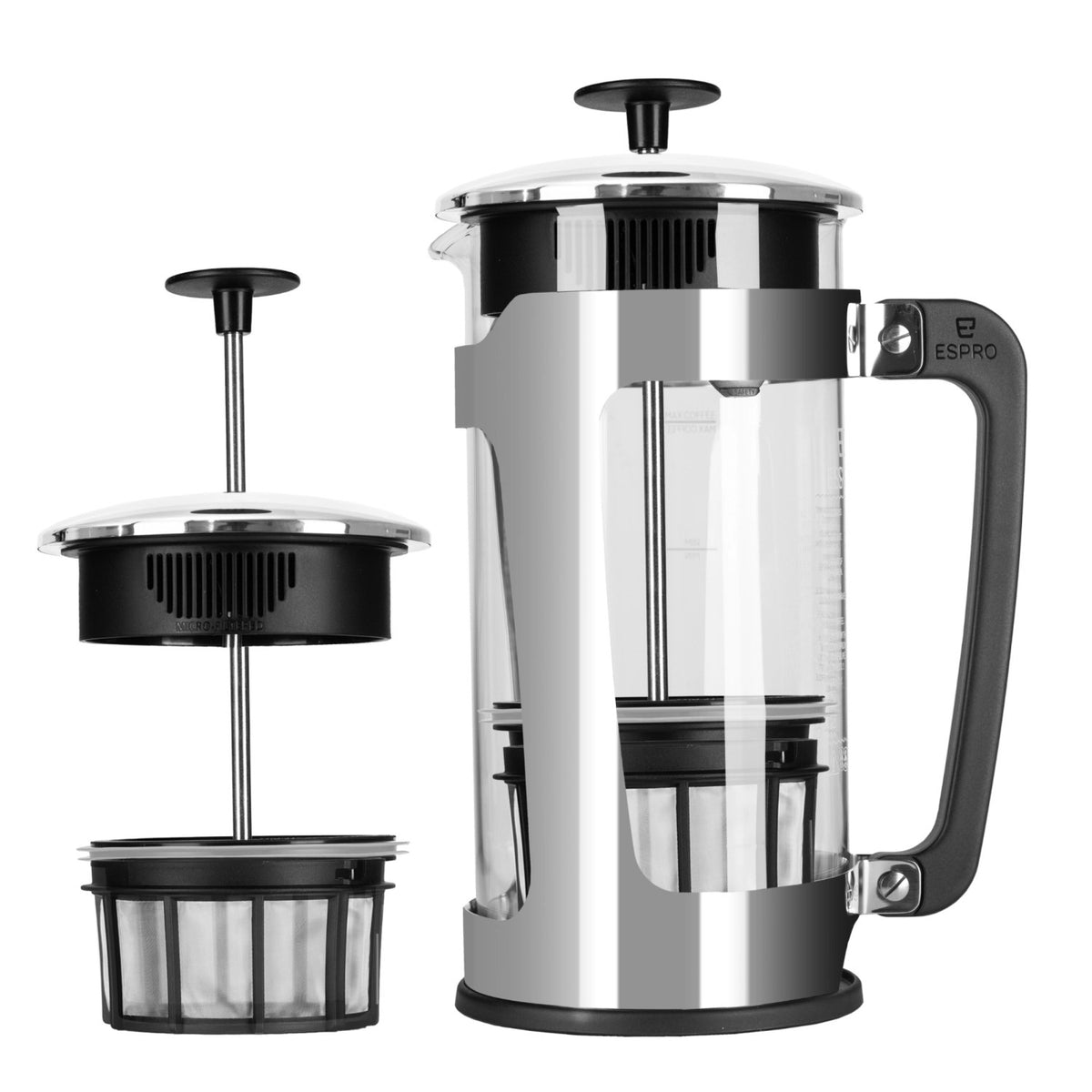 French Press P5 946ml Kunststoff glänzend in Silber präsentiert im Onlineshop von KAQTU Design AG. Küchengerät ist von Espro