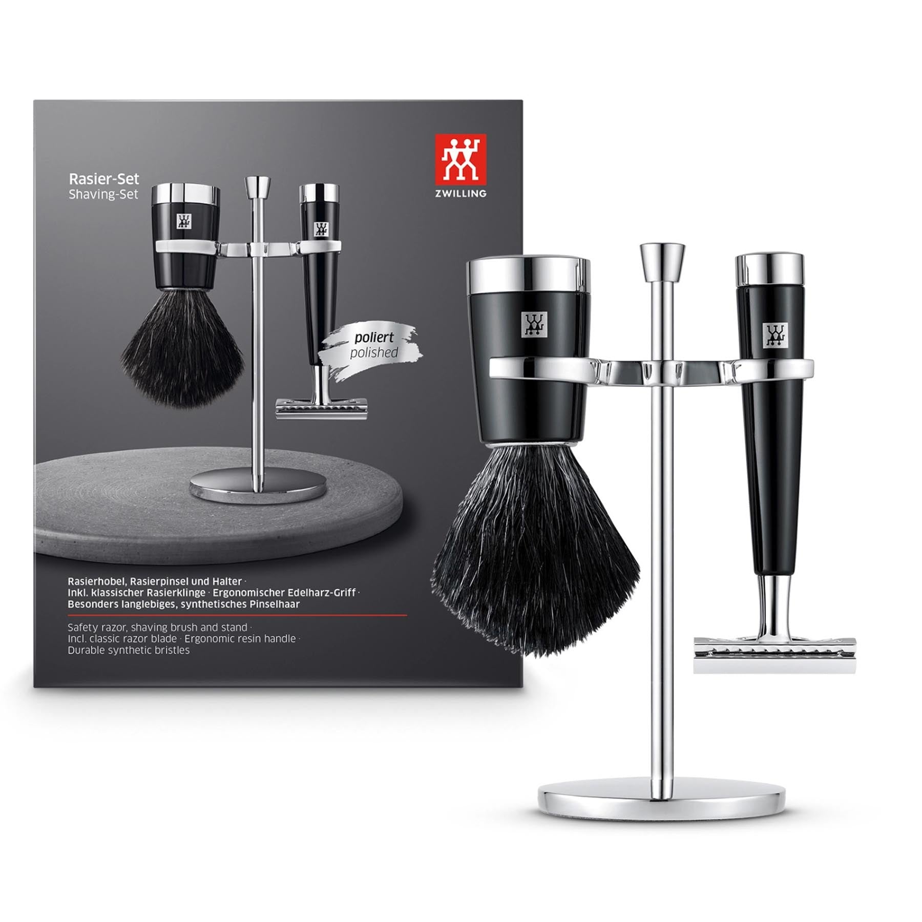 Hochwertiges Classic Rasier Set von Zwilling Beauty, inklusive Rasierhobel und Pflegezubehör für eine sanfte und gründliche Rasur.
