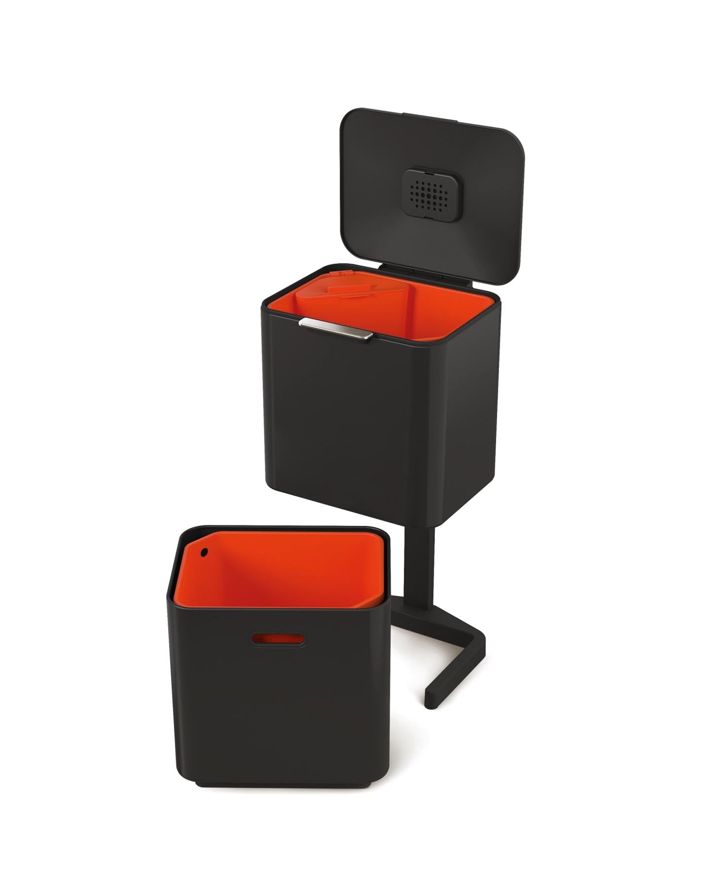 Eleganter Joseph Joseph Totem Max 60L Abfalleimer in Carbon Black, ideal für modernes Wohnen und effiziente Mülltrennung.