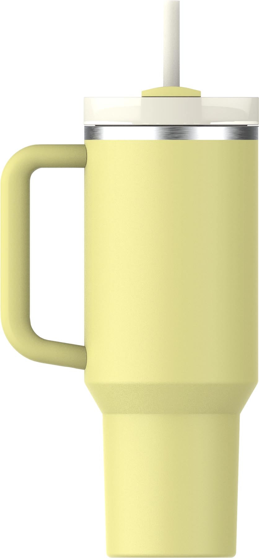 Moderne Stanley Quencher FlowState Thermosflasche in strahlendem Pomelo-Gelb, perfekt für unterwegs und vielseitige Getränke.