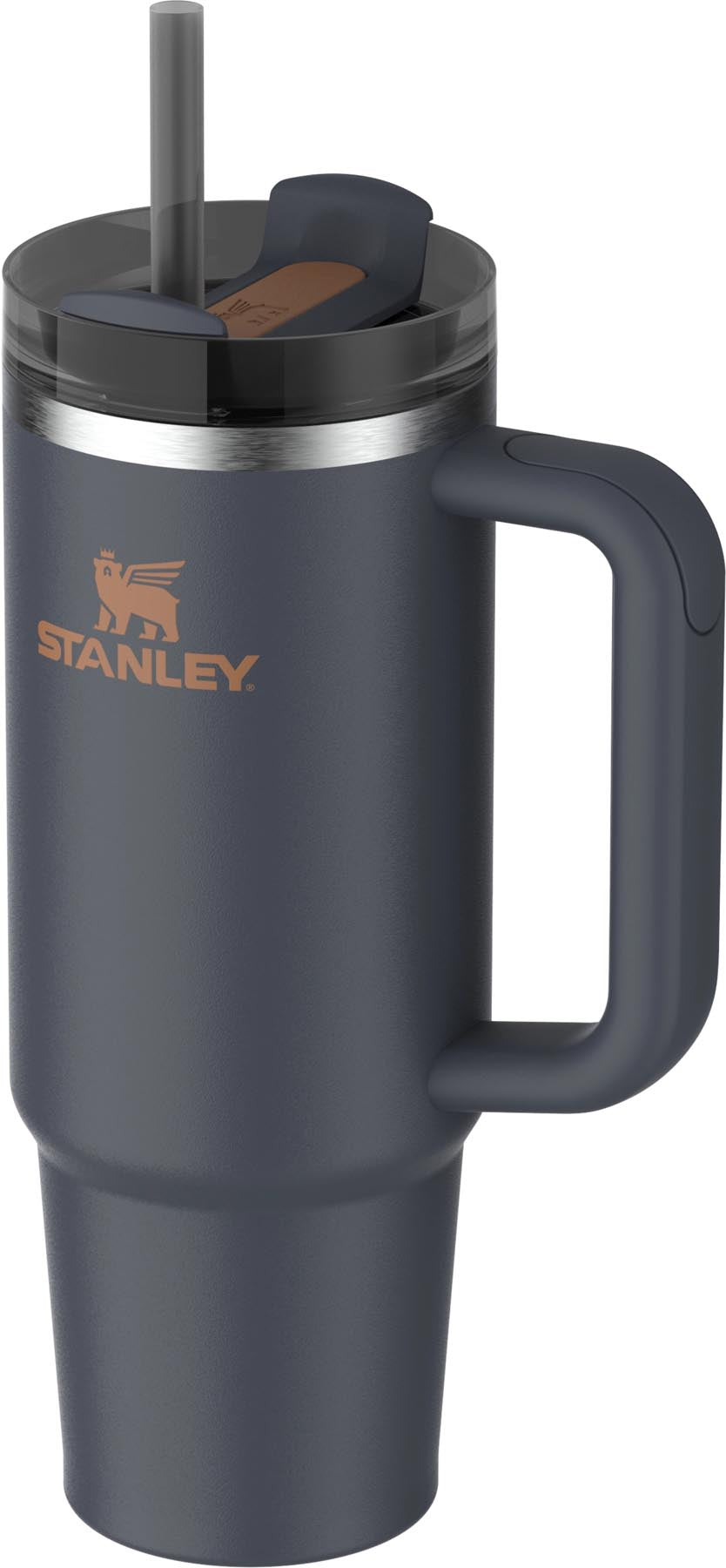 Stylische Stanley Thermosflasche Quencher FlowState 0.89l in elegantem Twilight-Blau, ideal für kalte und heiße Getränke unterwegs.