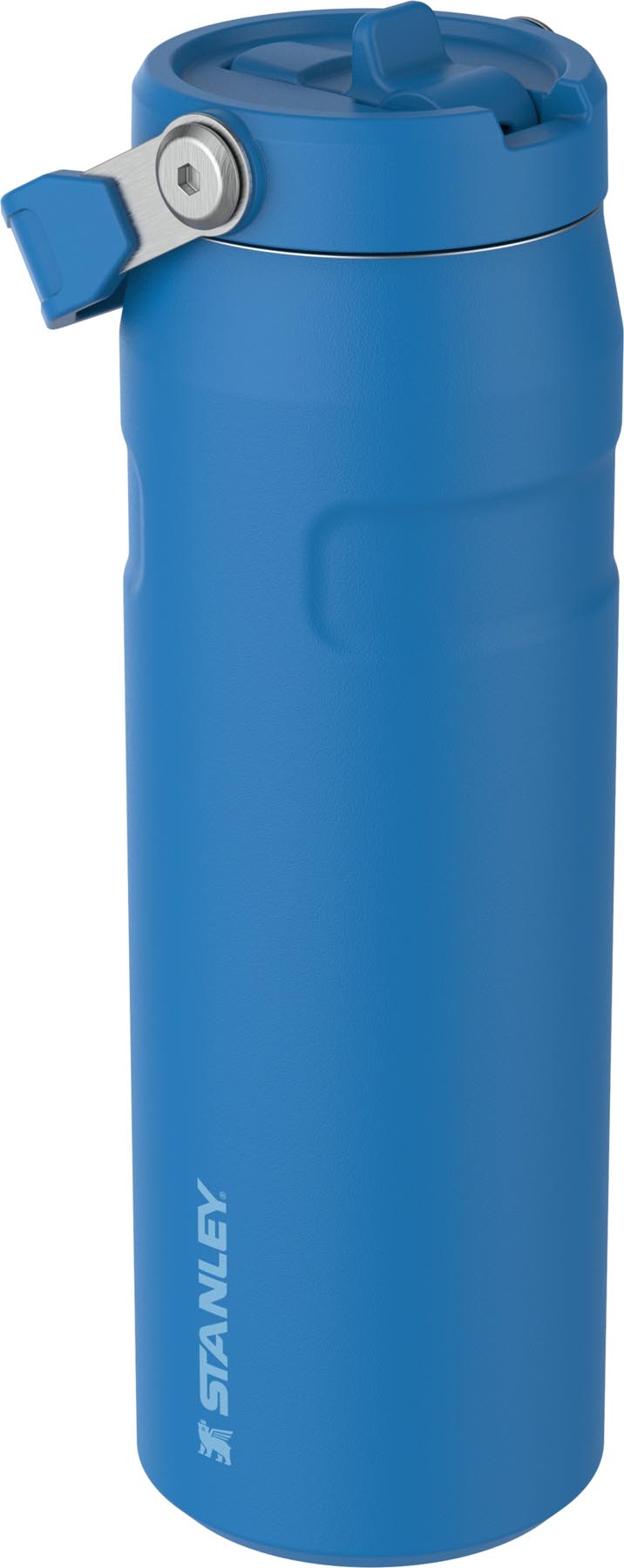 Moderne 0.7l IceFlow Flip Straw Flasche in strahlendem Azure, perfekt für kalte Erfrischungen unterwegs. Robuste Stanley Thermosflasche.