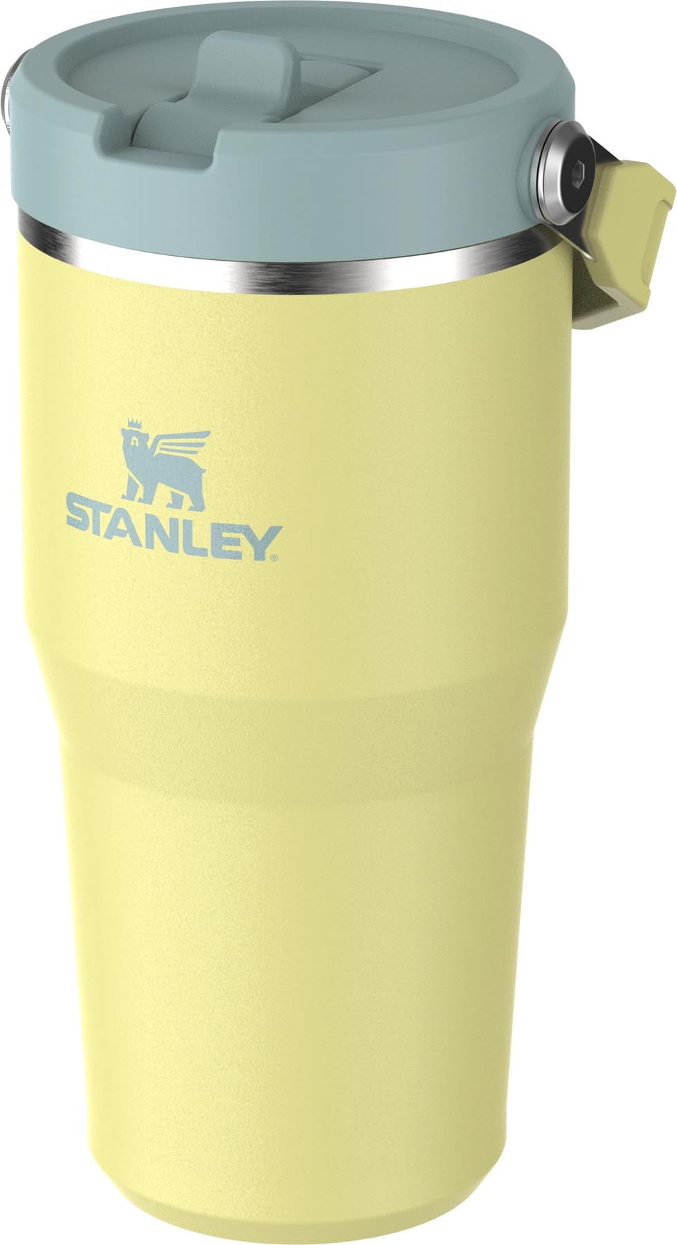 Praktischer Stanley IceFlow Flip Straw Becher in frischem Pomelo-Gelb, perfekt für erfrischende Getränke bei Outdoor-Aktivitäten.