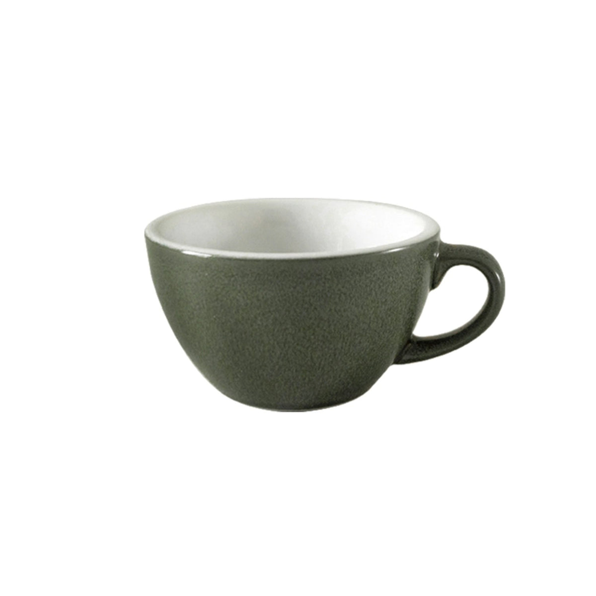 Kaffeetasse in Waldgrün mit matter Glasur, Egg-Form, Fassungsvermögen 200ml, von Loveramics, Masse 11.5 x 9.5 x 5.5 cm.