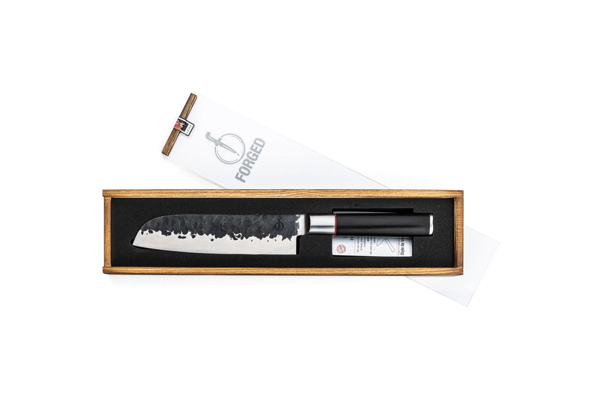 Sebra Santokumesser 18cm in Gelb präsentiert im Onlineshop von KAQTU Design AG. Küchenmesser ist von Forged