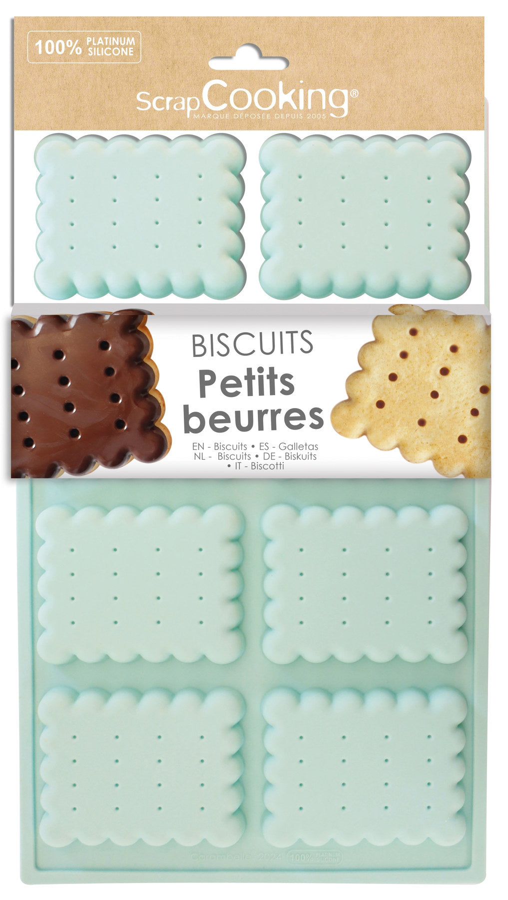 Silikon Backform für 8 Petit beurre Biskuits in Blau präsentiert im Onlineshop von KAQTU Design AG. Backform / Backblech ist von Scrap Cooking